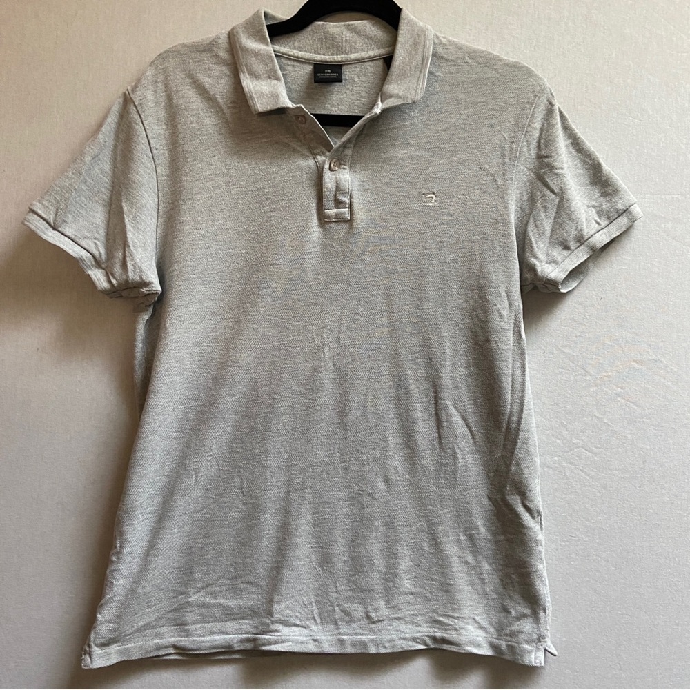 Scotch & Soda Gray Essential Logo Pique Polo Shirt Size S